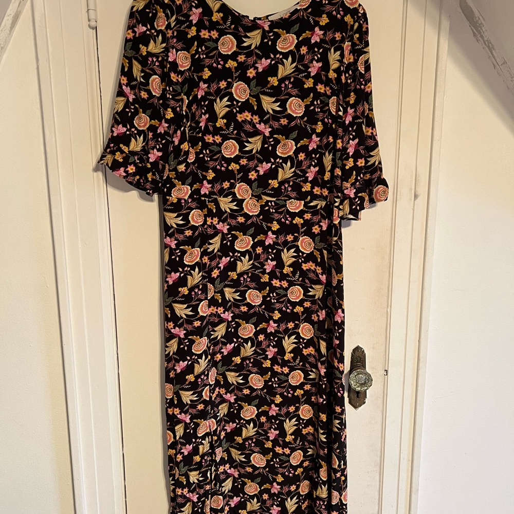 Black dress withh pink floral printt